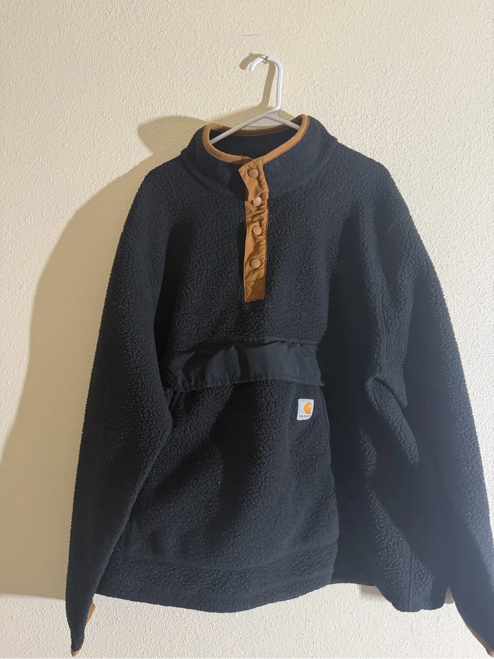 Carhartt Black Sherpa Pullover with Tan Accents